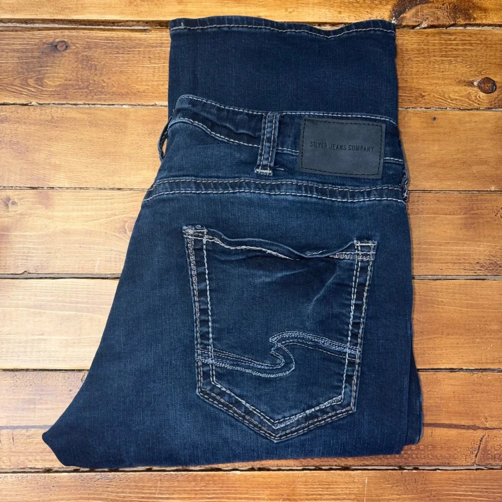 Silver Jeans Zac Relaxed Straight Jeans Mens 36x34 Blue Dark Wash M42408EBB419